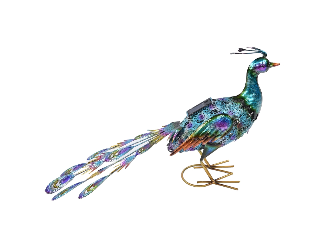 Escultura Decorativa Solar De Pavo Real Para Jardín, Patio O Césped, 60x37 Cm
