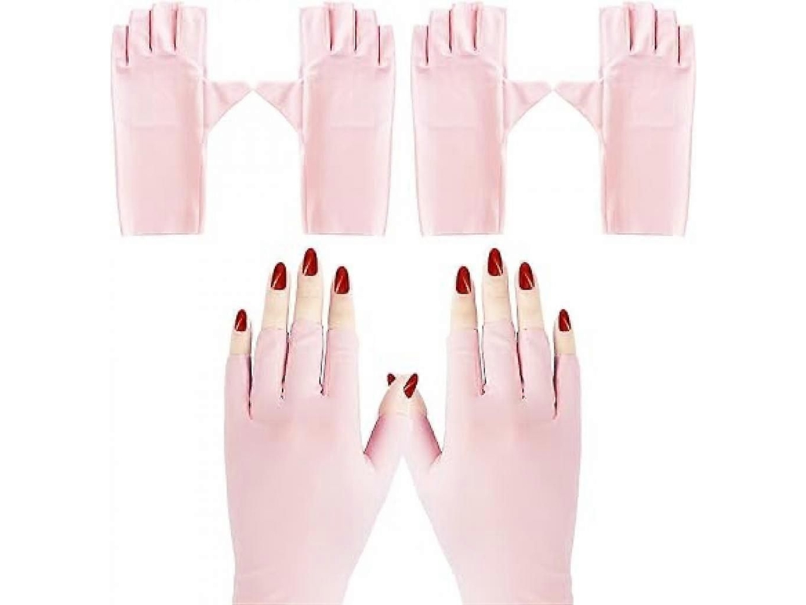 2 pares de guantes UV para manicura, guantes para lámpara de uñas de gel, guantes anti-UV que protegen las manos de la luz UV GOKOCO