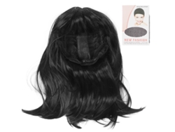 Peluca Negra Larga Recta Con Flequillo Para Mujeres Resistente A Enredos Y Cómoda De Material Sintético