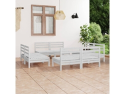 Conjunto de salón de jardín de 8 piezas de pino macizo blanco Dkd Home Decor