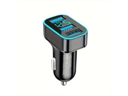 Transmisor de FM YIZHOOD Un remolque de tres, interfaz dual USB PD multifunción, pantalla digital, cargo rápido negro
