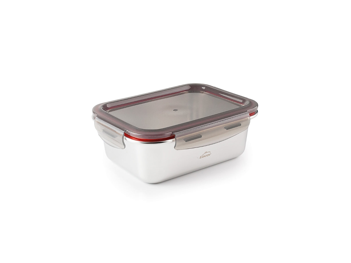 Recipiente rectangular Ecoinox 0,5L en acero inoxidable, apto para microondas, Lacor