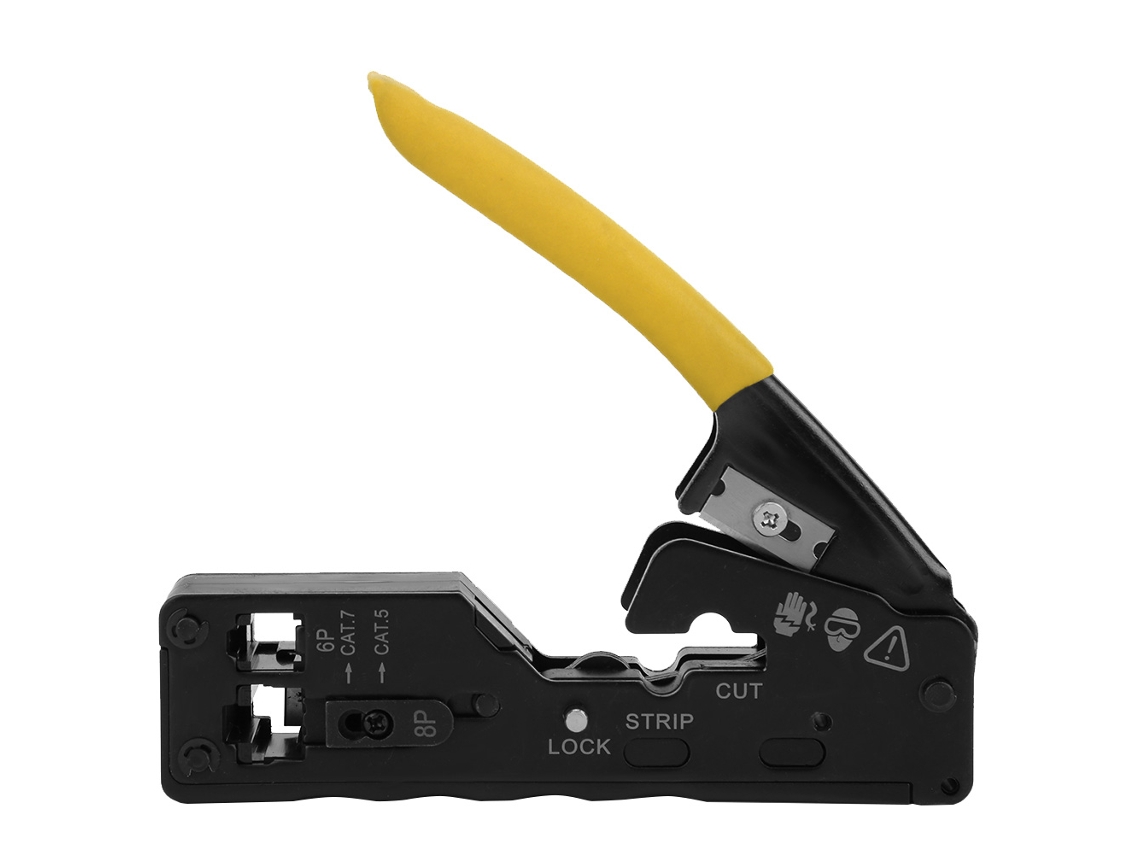 Herramienta Multifuncional Para Crimpar Cables De Red Cat-5, Cat-6 Y Cat-7 - Amarilla