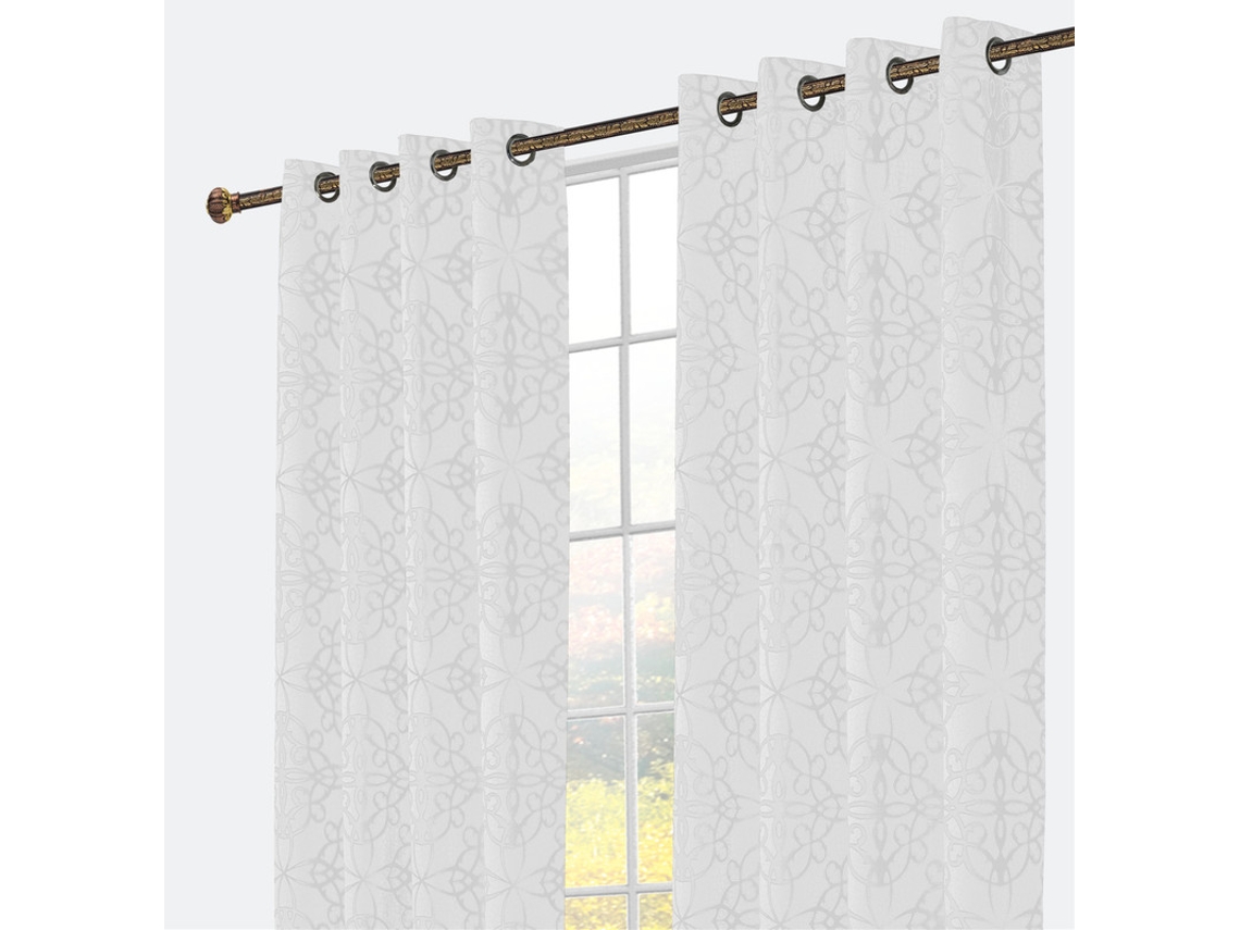 Cortina Hecha con Sofisticada Tela Floral Blanca Sólida 140 x 260 cm - Individual