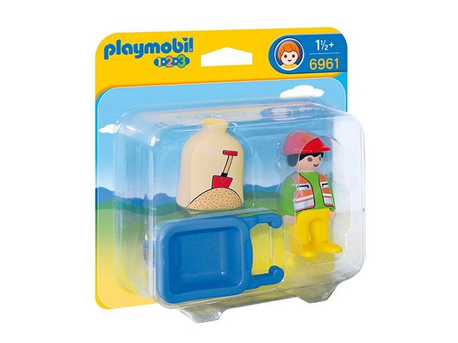 PLAYMOBIL 1.2.3 Trabajador con Carrito de Mano - 6961 (Edad Mínima: 18 meses)
