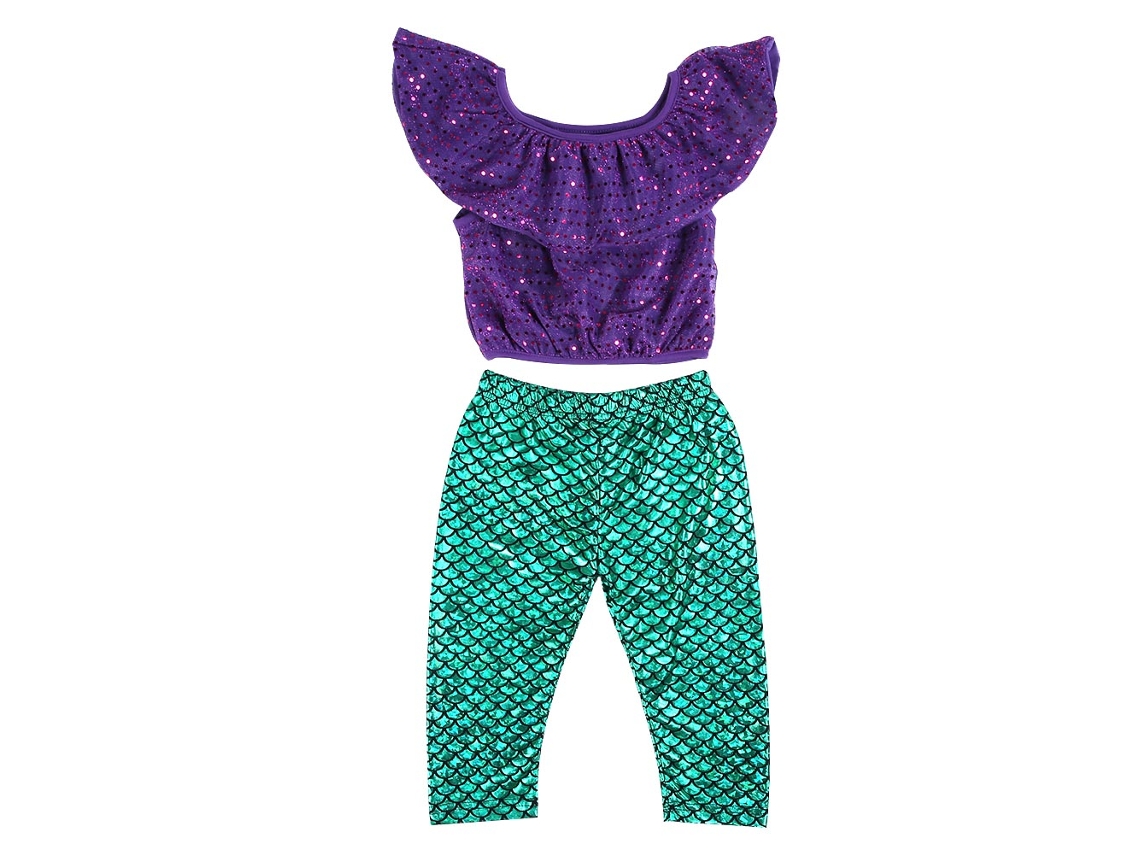 Conjunto De Traje De Baño De 3 Piezas Para Niñas Con Tiara, Lentejuelas Y Estampado De Escamas.