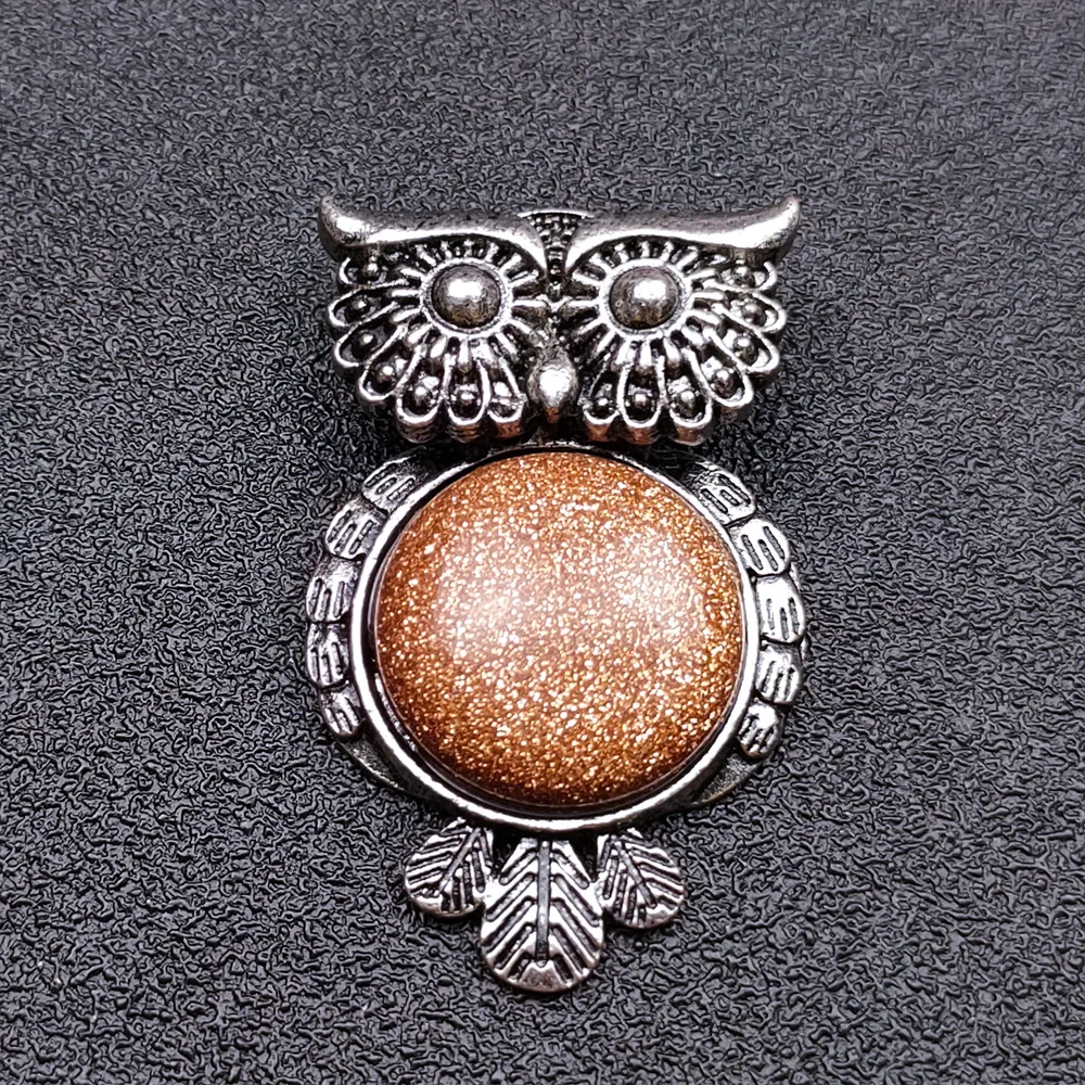 (naranja) Collar Con Colgante De Búho De Estilo Vintage, Ópalo Y Amatista Naturales Con Propiedades Curativas.