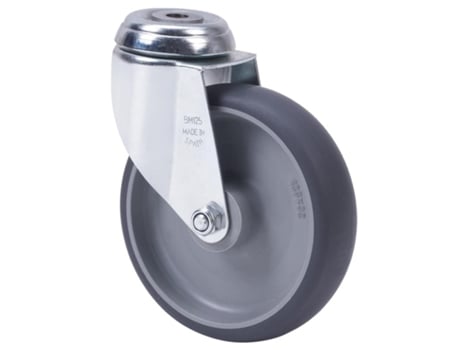 Rueda giratora agujero m12 20bha125-pgzn poliamix-goma gris inyect.eje liso ALEX
