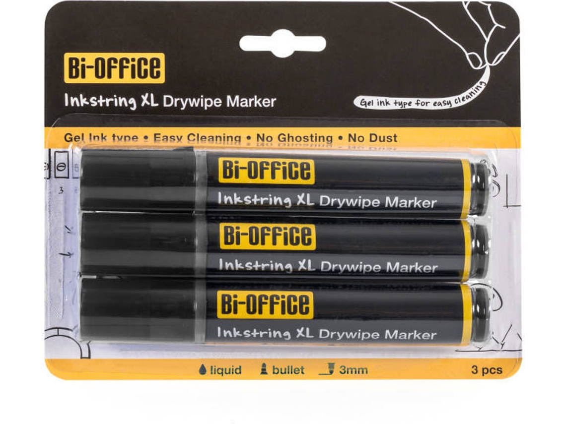 Conjunto de 3 Marcadores para Pizarras BI-OFFICE InkstringXL (Negro - 14x2cm)
