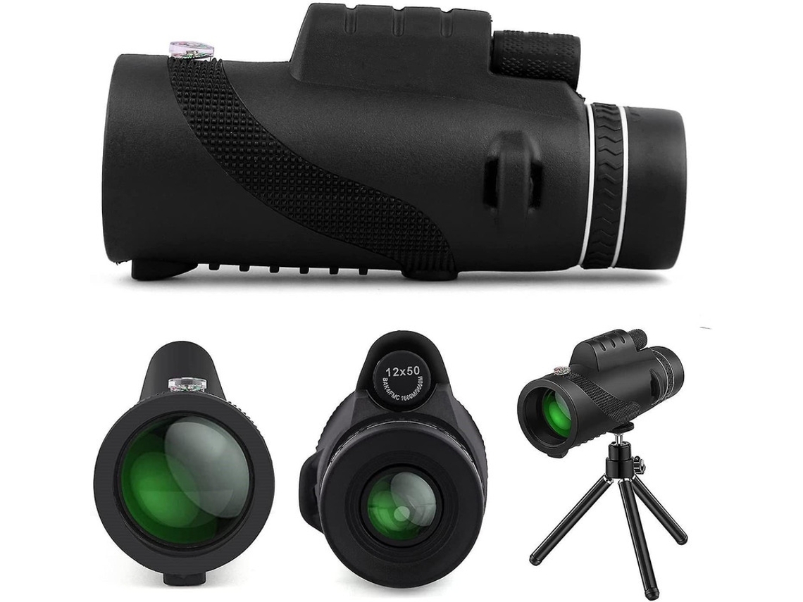 Telescopio monocular de alta definición 12.50 con prisma Bak4 y trípode ajustable, de doble enfoque y resistente al agua para Gusshious