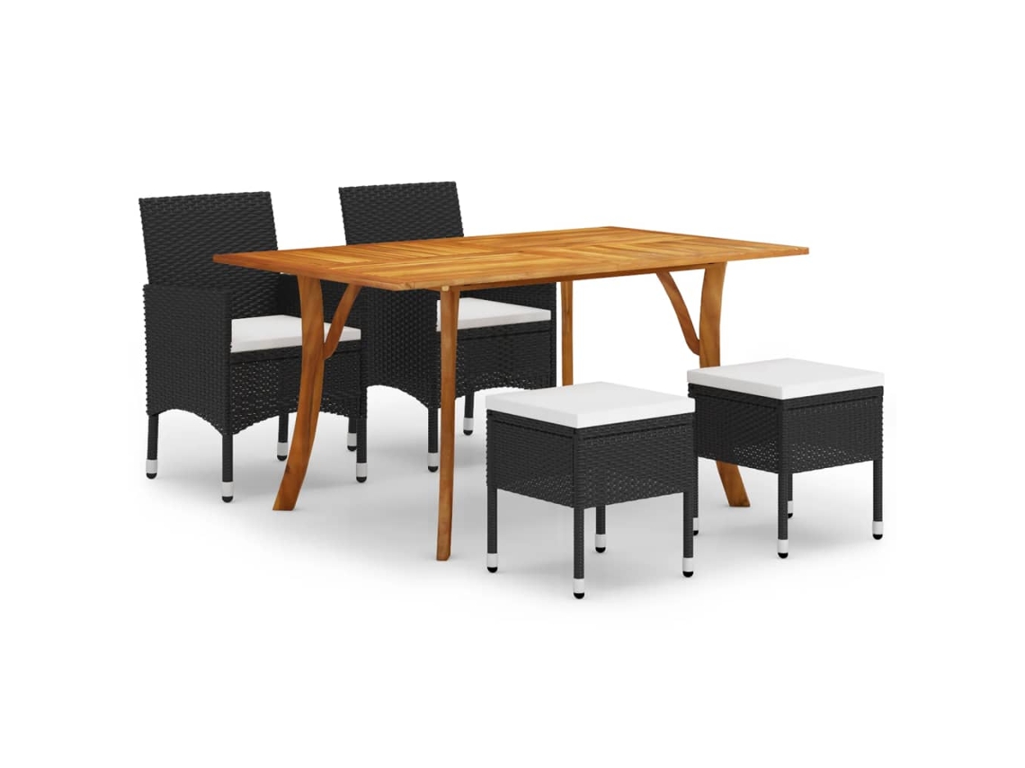vidaXL Juego de comedor de jardín de 5 piezas negro