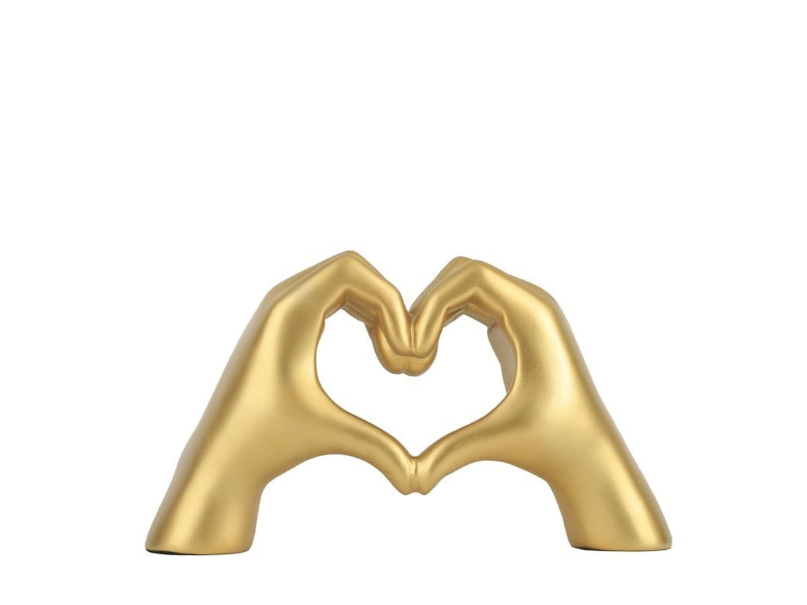 Escultura Decorativa Moderna Gesto De Corazón De Mano Oro Resina Para Hogar Oficina Regalo