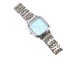 Reloj Analógico De Cuarzo Delgado Para Mujer Con Esfera Cuadrada Azul - Regalo Navideño Para Mujeres Y Jóvenes.
