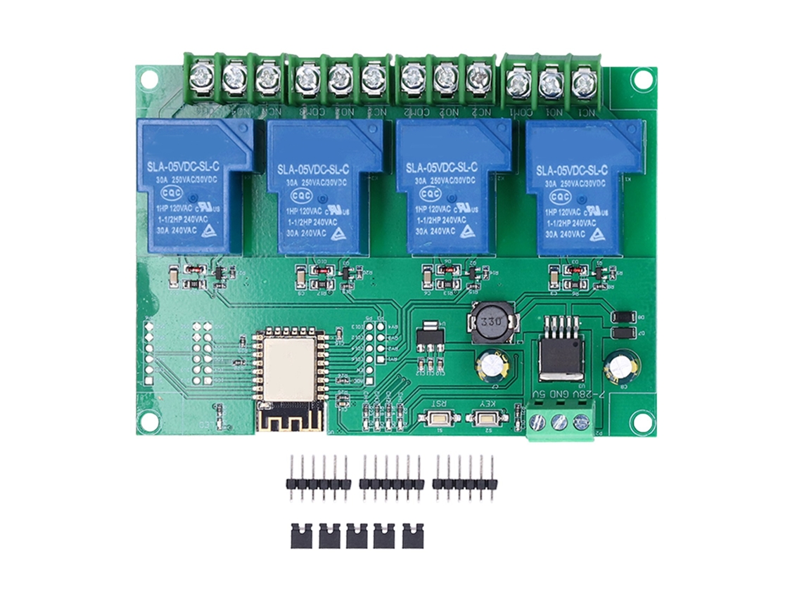Módulo De Relé 4 Canales Wifi Control Remoto Placa De Desarrollo Dc 7-28v/5v Para Esp8266