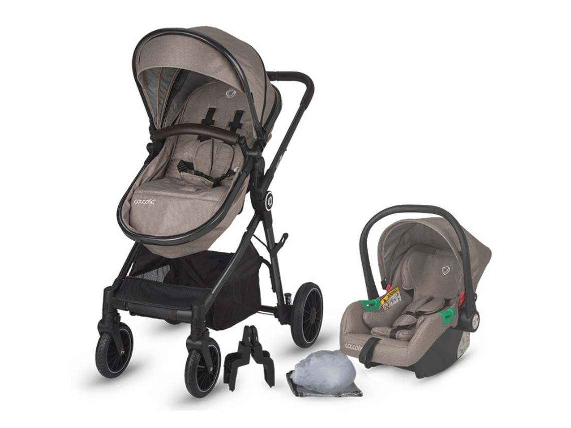 COCCOLLE Aug Dessert Taupe Cochecito de bebé convertible 3 en 1