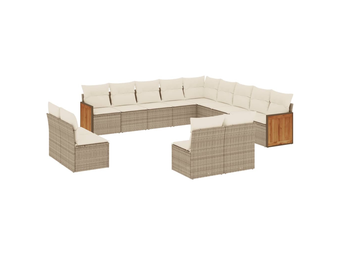 Conjunto 13 sofás de jardín con cojines VIDAXL ratán sintético beige
