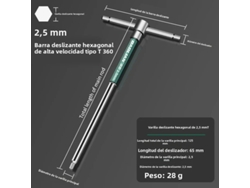 Llave hexagonal multifuncional MDUG tipo T en acero inoxidable (2,5 mm)