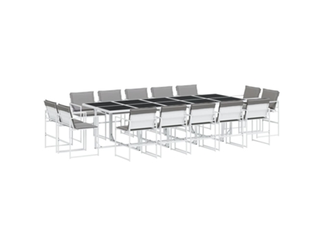 Conjunto 15 de comedor de jardín VIDAXL con cojines textilene blanco