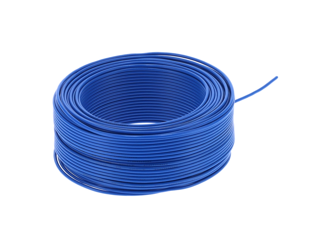 Cable eléctrico flexible con 19 núcleos Bvr‑1x2.5, cobre rojo, aislado, CA 450 V, 100 m/328,1 pies, color azul.