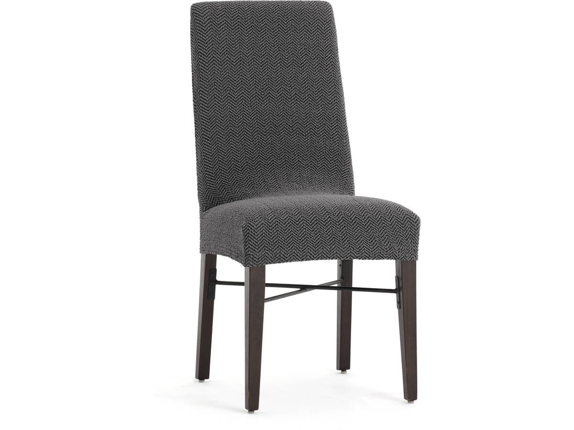 Funda de Silla EYSA Premium Jaz Pack de 2 Fundas Tejido Multielástico (59 x 50 x 60 cm - Poliéster y Algodón - Gris Oscuro)