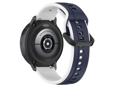 Correa de Silicona dos colores 20mm para Samsung Galaxy Watch Active2 44mm 40mm - azul medianoche/blanco