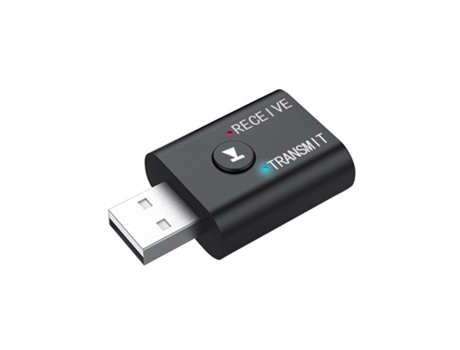 2-en-1 USB Bluetooth Transmisor de audio Receptor inteligente Plug and Play para TV PC Auriculares negro