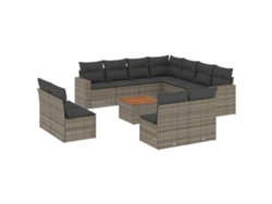 Maison Exclusive - Set De Sofás De Jardín 12 Pzas Con Cojines Ratán Sintético Gris