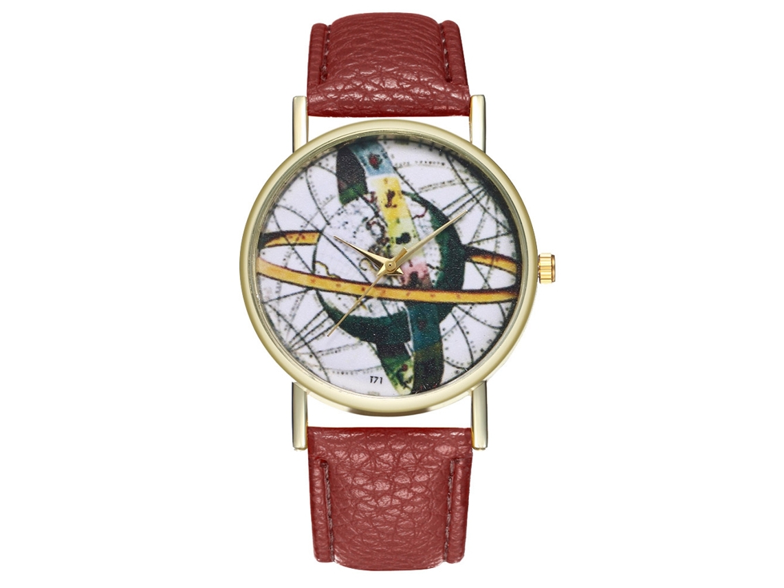 Reloj De Pulsera De Cuarzo Con Correa De Cuero Pu Zhoulianfa Moda (café) Unisex
