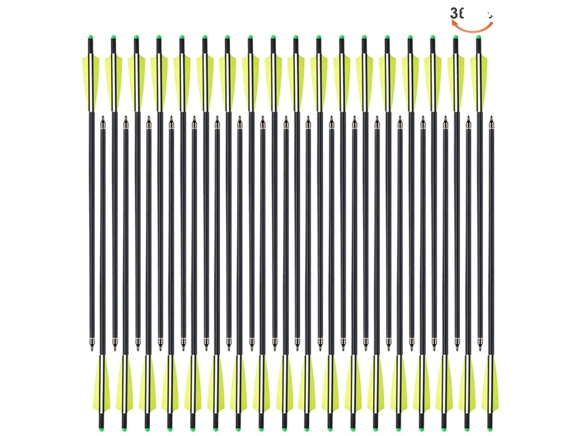 Flechas de carbono, material de carbono mixto, punta de flecha extraíble, 36 piezas de 20 pulgadas, color amarillo OEM