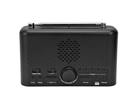 HURRISE Despertador Radio FM con Brillo Ajustable Pantalla LED Reloj Digital Doble Cassette Sonido
