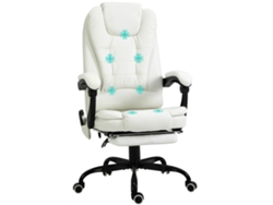 VPMKP - Silla Vinsetto con masaje y calefacción, altura ajustable, respaldo reclinable, mando a distancia, giro 360°, poliéster beige