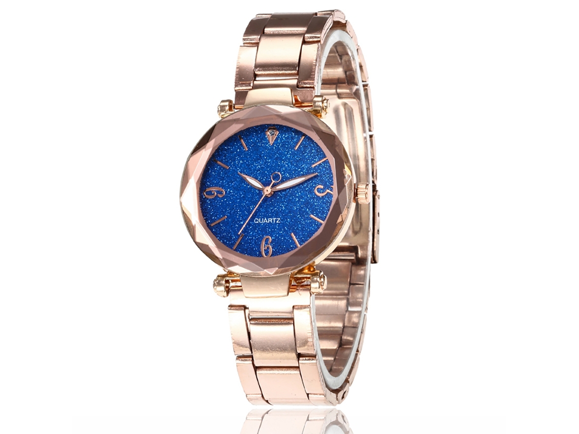 Reloj De Pulsera De Cuarzo Para Mujer Zhoulianfa, De Acero, Con Esfera Redonda A La Moda Y Color Azul Real.