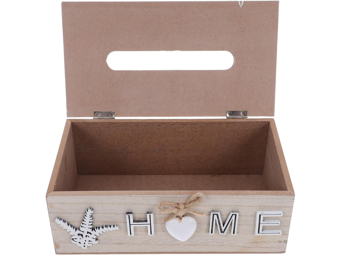 Caja Para Pañuelos De Madera Mdf Col Beige Con Acabado Vetas Madera, Organizador Rect Multi Un Almacenamiento