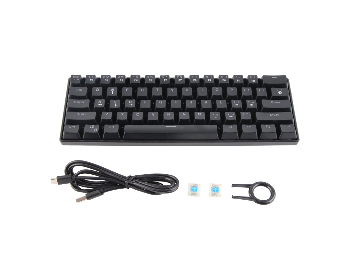 Teclado Mecânico Gamer Com 61 Teclas Interruptor Azul Iluminação Rgb Cabo Separado Wired Para Games E Escritório