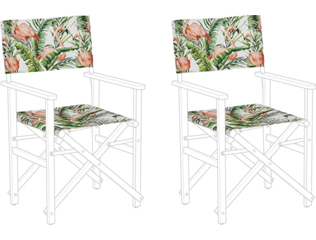 Conjunto de 2 telas de poliéster verde/blanco/rosa para silla de jardín BELIANI Cine