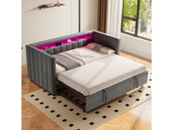 Sofá Cama Multifuncional 90x190 Cm - Cama Extraíble, Usb Type-c, Led Ambiente, Almacenamiento - Gris