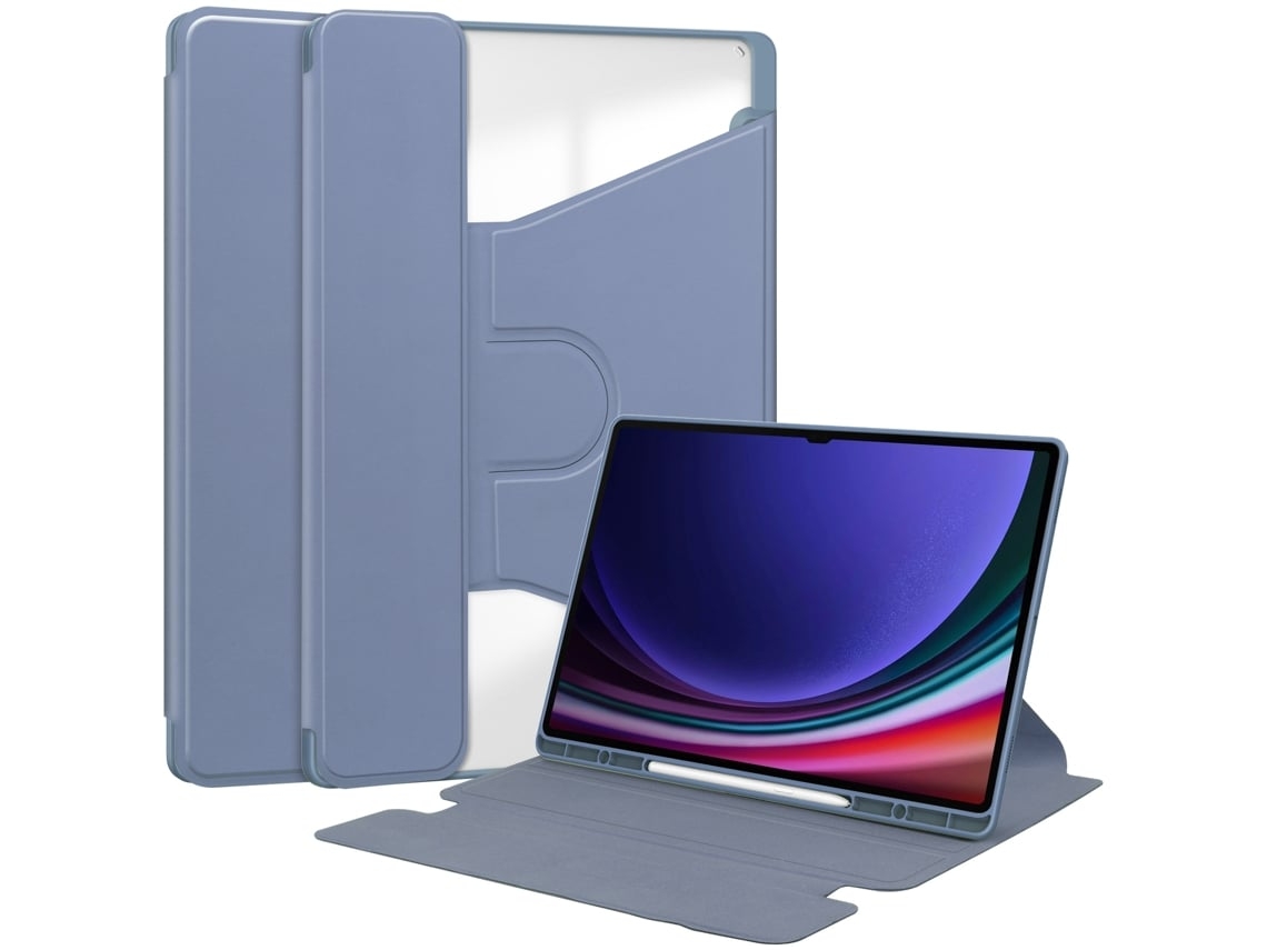 Funda de cuero con soporte giratorio de 360 grados para Samsung Galaxy Tab S9 Ultra de 14,6" - Morado