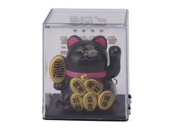 Gato pequeño y adorable de Lucky Solar Baok-Cat de 2 pulgadas que mueve su pata para decoración del hogar y el coche, color negro.
