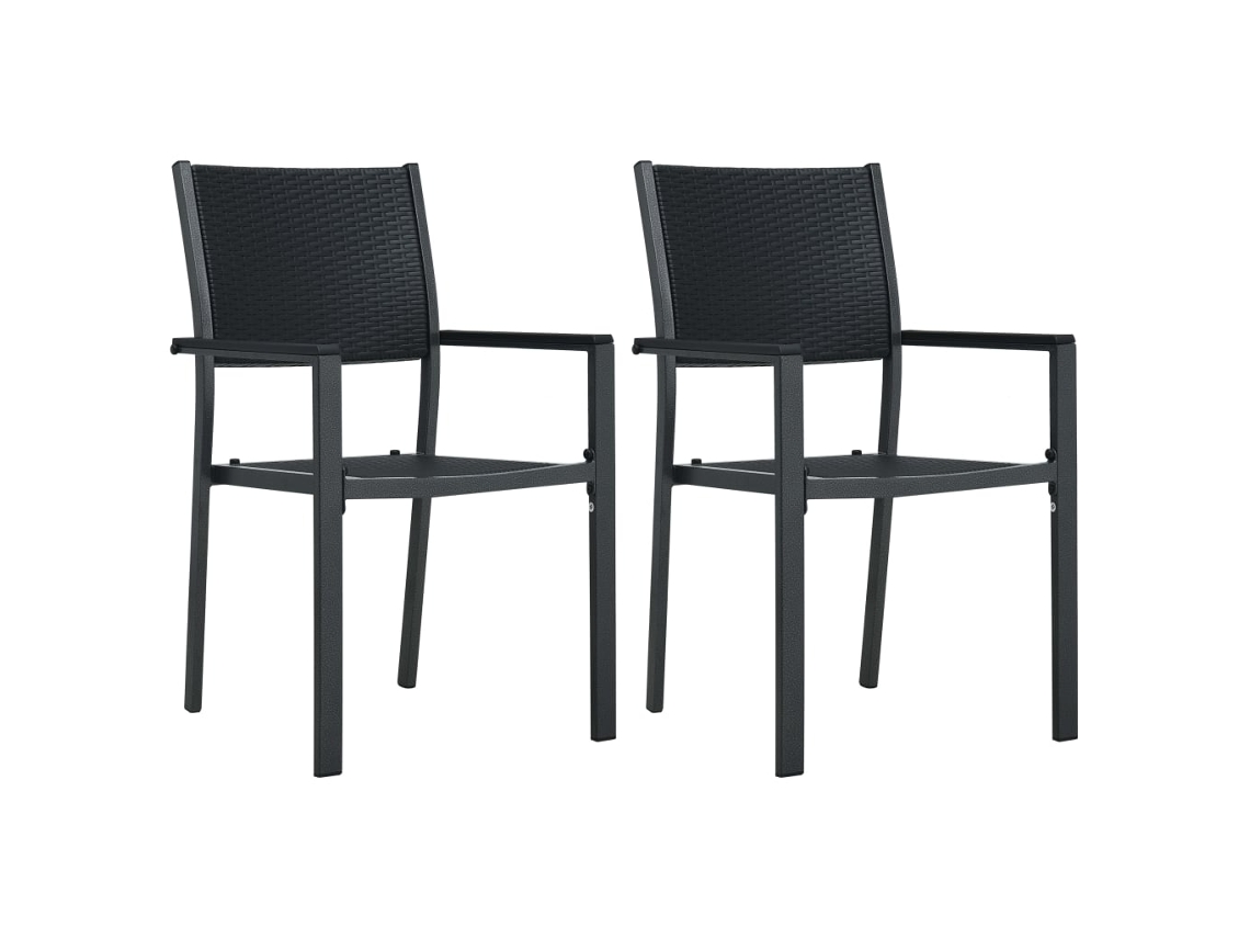 Sillas de jardín (2 unidades), de plástico negro, aspecto mimbre, Dkd Home Decor