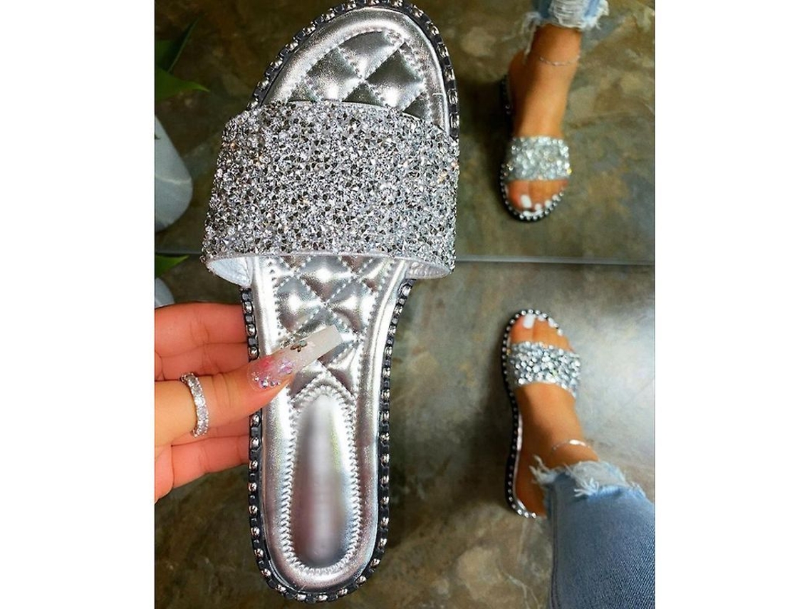 2026-zapatos Planos Para Mujer Deslizables Con Glitter Sandalias Casuales Sin Caja