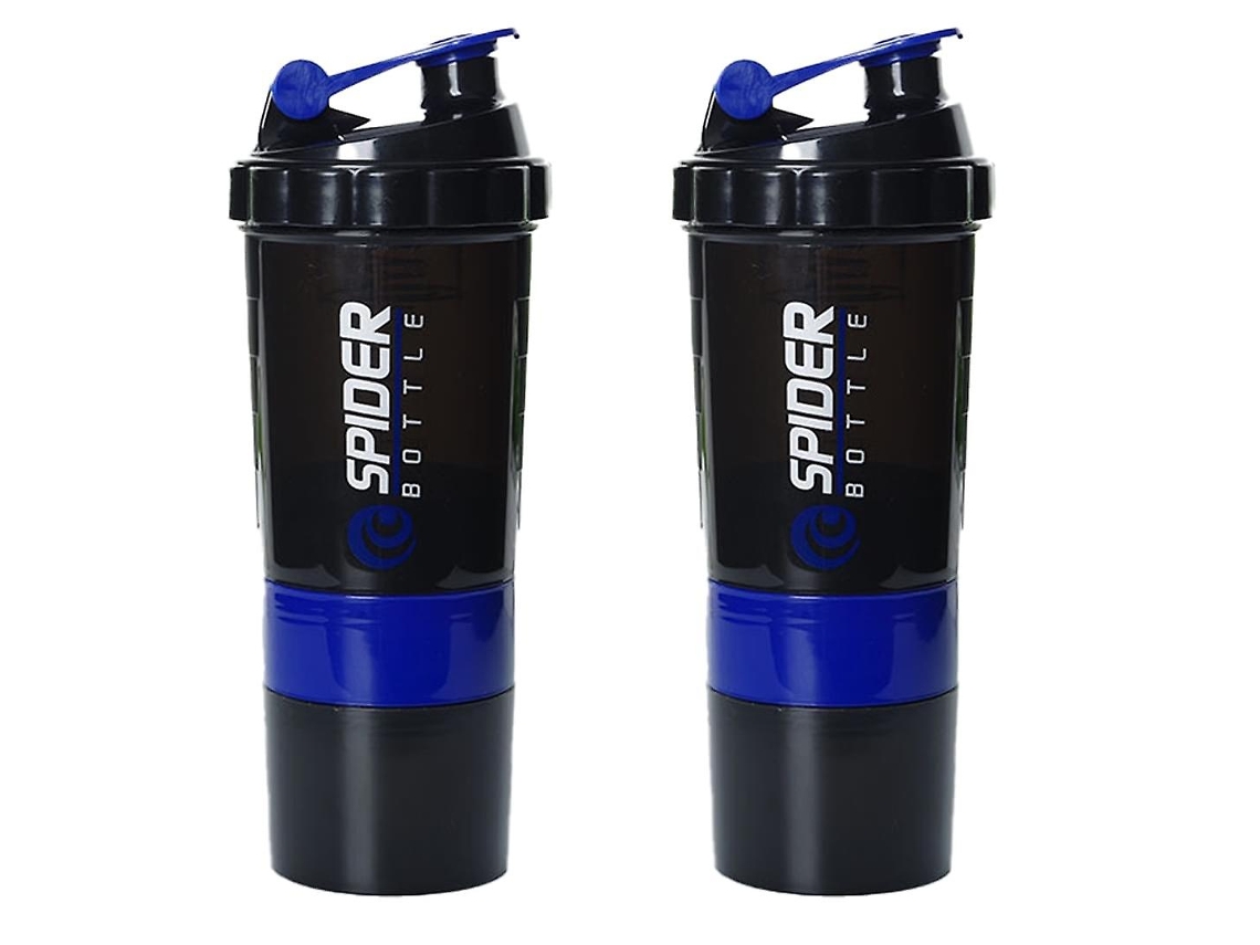 Botellas mezcladoras de proteínas con bola mezcladora, aptas para lavavajillas, color azul