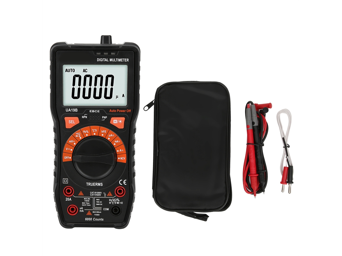 Multímetro Digital Portátil True Rms Ua19b: Medidor De Corriente, Voltaje, Capacitancia Y Resistencia.