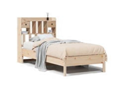 Cama Con Estantería VIDAXL Marrón Madera de pino (90 x 200 cm)