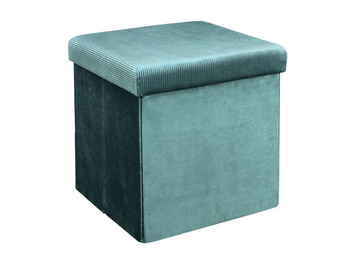 Home Deco Factory HD6811 - Baúl otomano cuadrado plegable, terciopelo Giulia azul, 38 x 38 x 38 cm