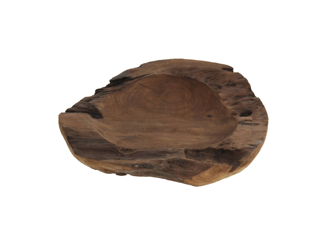 Cuenco de madera de teca de 40 cm de diámetro, con un diseño natural y duradero.