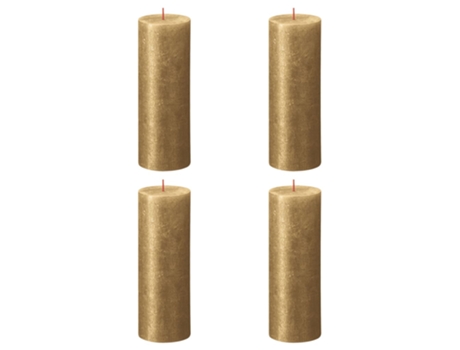 Bolsius Velas rústicas Shimmer 4 unidades dorado 190x68 mm