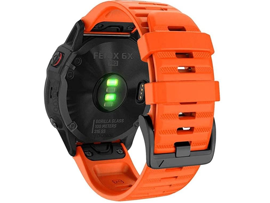 Pulsera Garmin 26 Mm Fenix 6X / 6 Pro / 5X Plus / Descent Mk1  Silicona Naranja