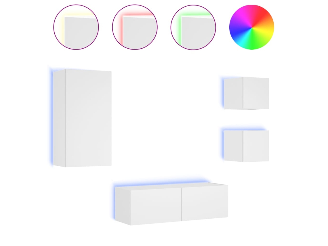 4 soportes de TV de pared con luces LED blancas MAISON EXCLUSIVE