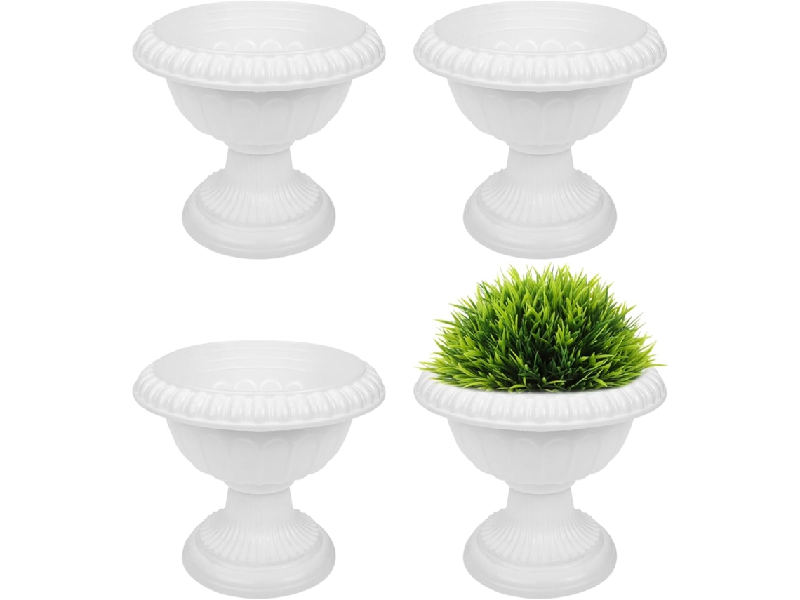 Mini Macetas Romanas, 4 Piezas, Plástico Blanco, Para Decoración Del Hogar Y Del Jardín En Verano.