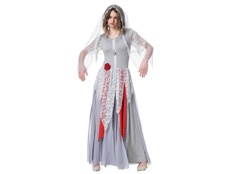 Elkuaie Disfraces de Novia Espiritual para Mujer Disfraces de Novia Aterradores para Mujer con Velo Disfraces de Halloween